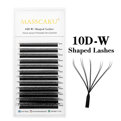 MASSCAKU 3D 4D 5D 6D 7D 8D 10D W Shaped Eyelash Natural Soft Lightweight Individual W Style Premade Fans Eyelashes Extension…
