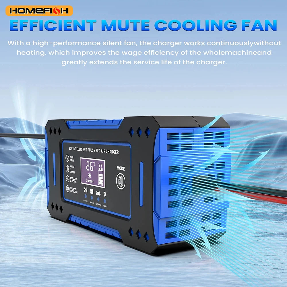 Battery Repair LCD Display 6A 12V Intelligent Car Battery Charger Car and Motorcycle Battery Charging Unit Lead-Acid - image…