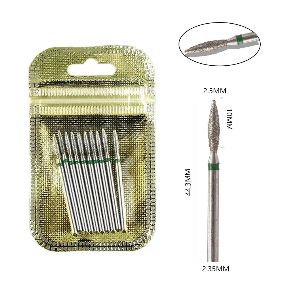 10pcs Diamond Milling Cutter Nail Drill Bits Set For Manicure Accessory Pedicure Eletric Machine Nail Bit Brush Burr Tools -…