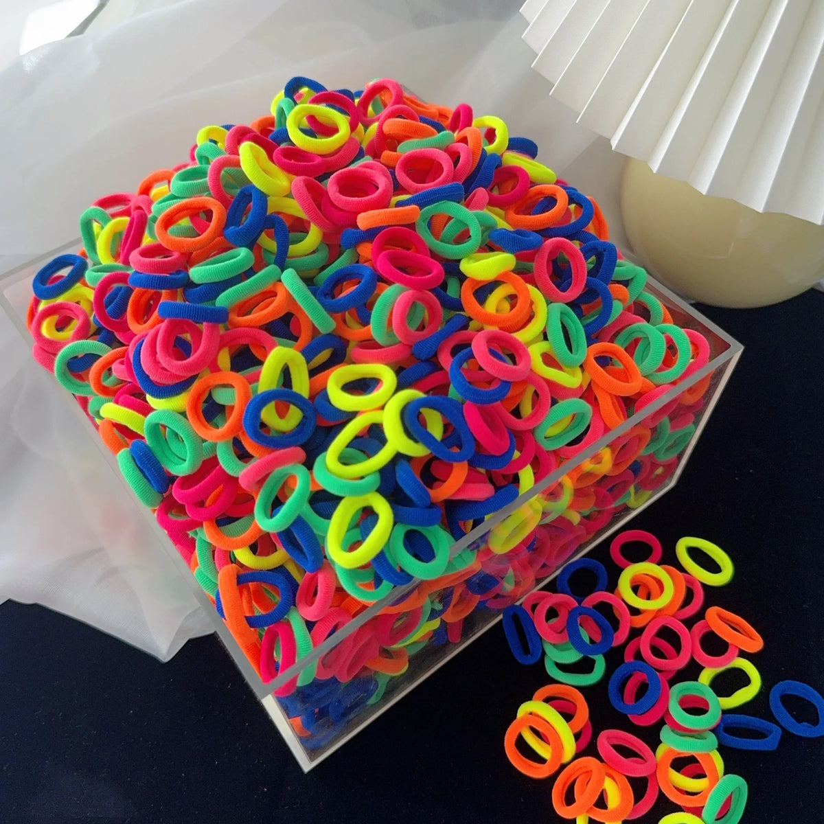 50/100Pcs Colorful Basic Nylon Ealstic Hair Ties for Girls Ponytail Hold Scrunchie Rubber Band Kid Fashion Hair Accessories
