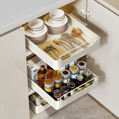 Kitchen Storage metal holdetr with Slide Rails Pull-out Drawer Storage Tray Spice Storage Rack Cabinets Organizer - image 4