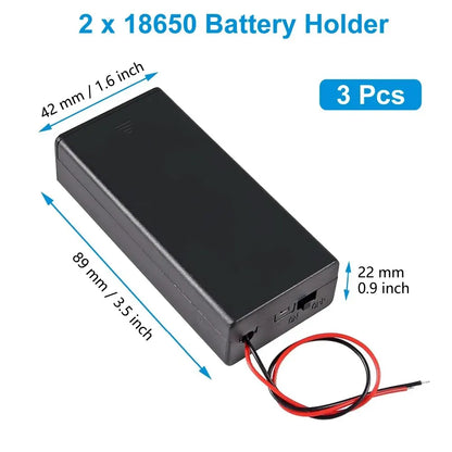 3pcs 18650 Battery Holder Box 1 Slot 3.7V Battery Storage Case 1/2/3/4 Cell Plastic Container with Connect Black Red Wires -…