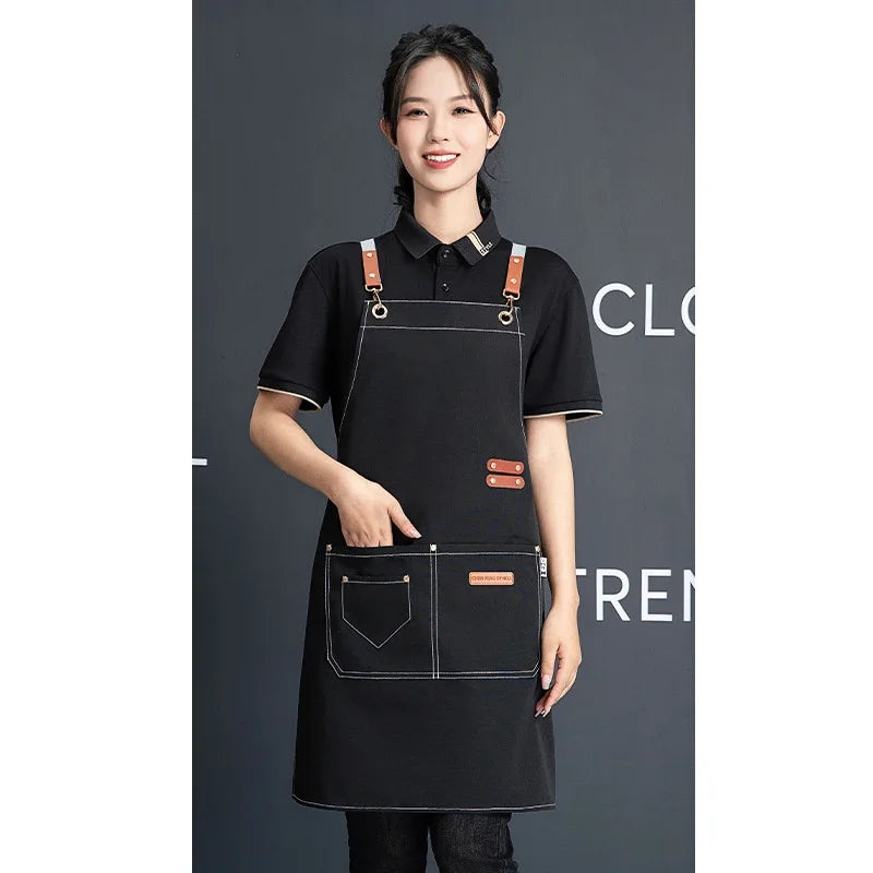 Customized Canvas Apron with Logo Custom for Nail Art Baking Coffee Bubble Shop Barber Canvas Waterproof Work Uniex Clothes…