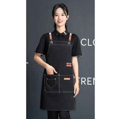 Customized Canvas Apron with Logo Custom for Nail Art Baking Coffee Bubble Shop Barber Canvas Waterproof Work Uniex Clothes…