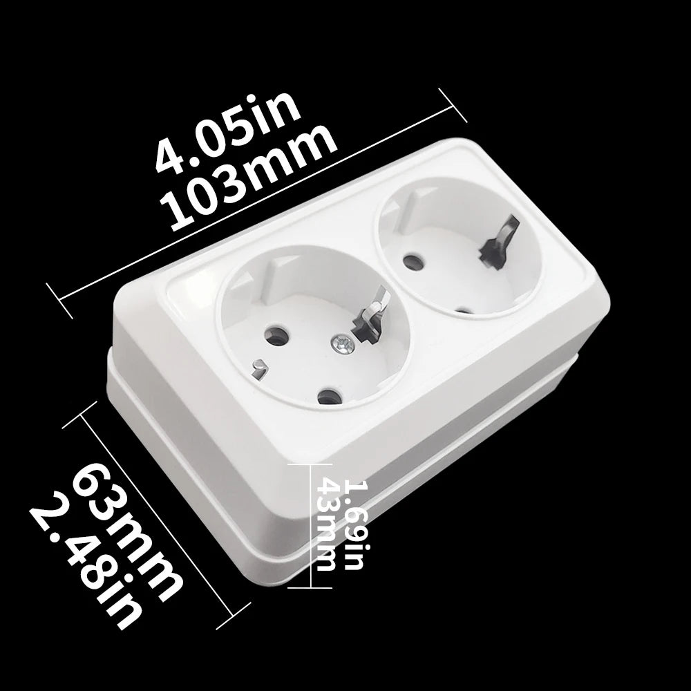 WESA White Wall Surface 2 Sockets Plugs EU Exterior Electrical Outlets With Ground Power Socket Flame Retardant Paint Plasti…