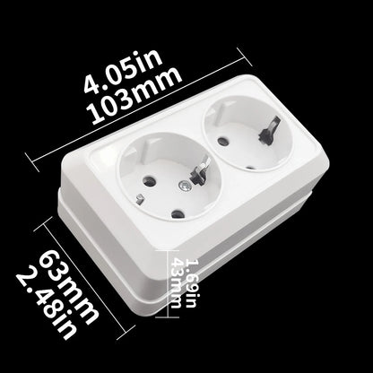 WESA White Wall Surface 2 Sockets Plugs EU Exterior Electrical Outlets With Ground Power Socket Flame Retardant Paint Plasti…