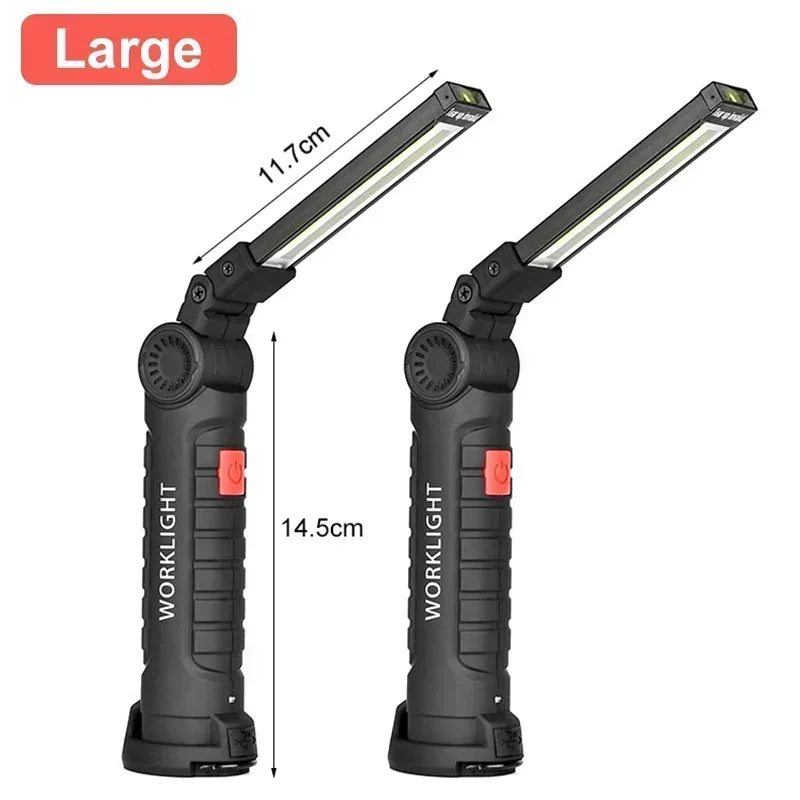 Portable COB LED Work Light USB Rechargeable LED Flashlight Inspection Lamp With Magnetic Hook Power Bank 18650 Battery Torc…