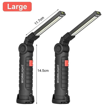 Portable COB LED Work Light USB Rechargeable LED Flashlight Inspection Lamp With Magnetic Hook Power Bank 18650 Battery Torc…
