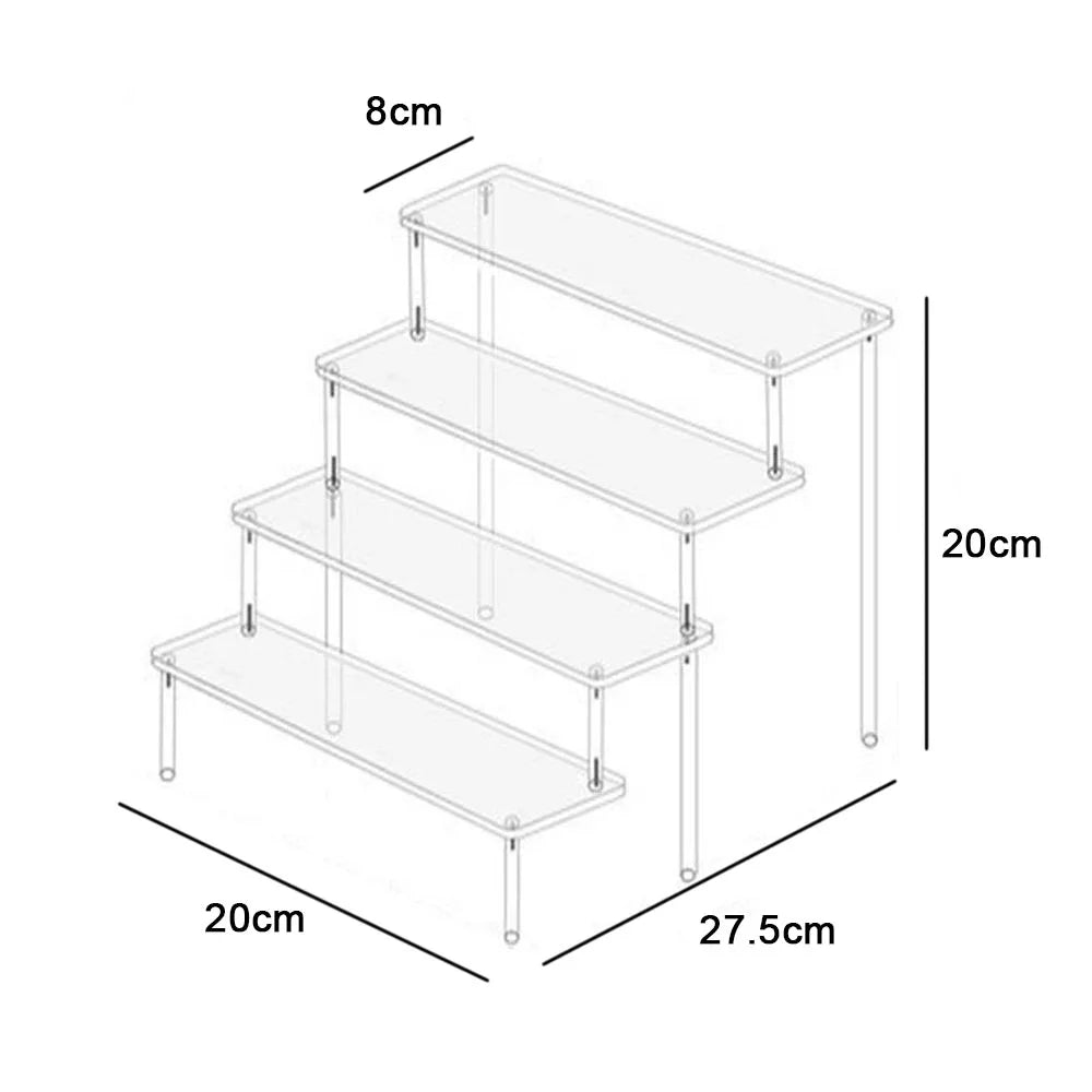 1-4 Tier Acrylic Display Stand Durable Display Rack For Cupcake Perfume Doll Transparent Trapezoidal Blind Box Storage Shelf…