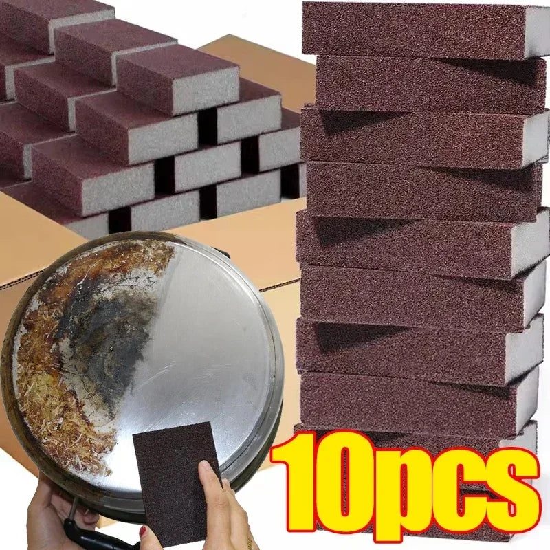 1/10Pcs Rust Remove Sponge Carborundum Eraser Household Cleaning Brush Descaling Scouring Sponges Rub Cooktop Pot Kitchen To…