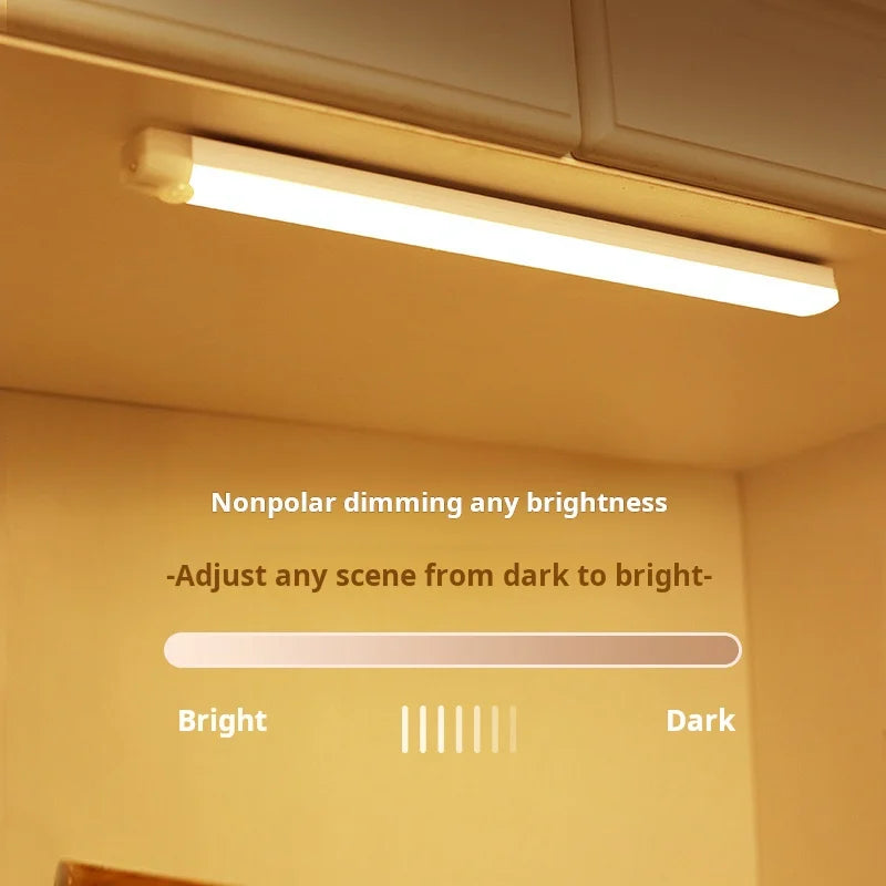 1pc Wireless Rechargeable LED Motion Sensor Cabinet Light - Ideal for Closet, Kitchen, Wardrobe, Stairs - Battery Operated N…