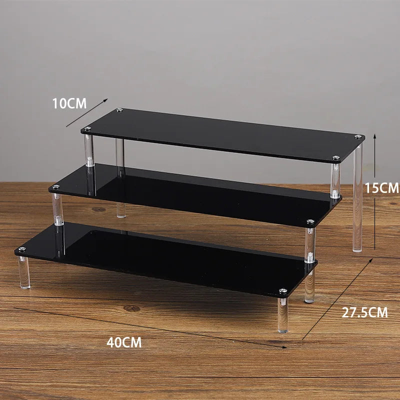 1-5 Tier Acrylic Display Stand Clear Display Riser Rack for Cupcake Perfume Doll Décor Organizer Amiibo Funko POP Figures DC…