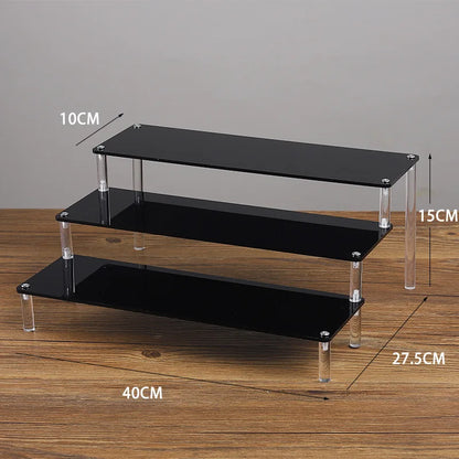 1-5 Tier Acrylic Display Stand Clear Display Riser Rack for Cupcake Perfume Doll Décor Organizer Amiibo Funko POP Figures DC…