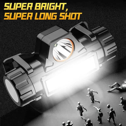 Outdoor Headlights with Long Battery Life and Strong Light LED Night Fishing Charging Head Mounted Magnetic Flashlight - ima…