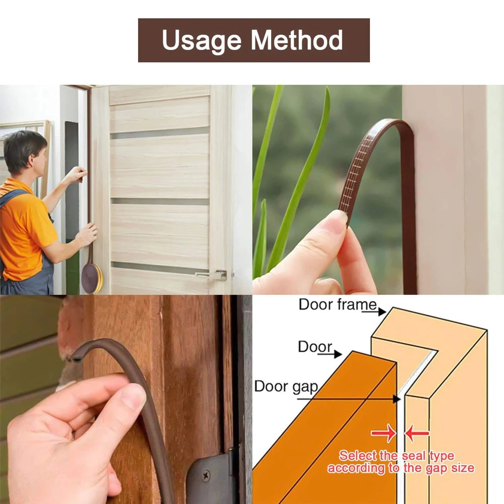 5M/10M Door Window Seal Strip DIEP Self-adhesive Acoustic Foam Sealing Strip Tape Insulation Windproof Rubber Weatherstrip -…