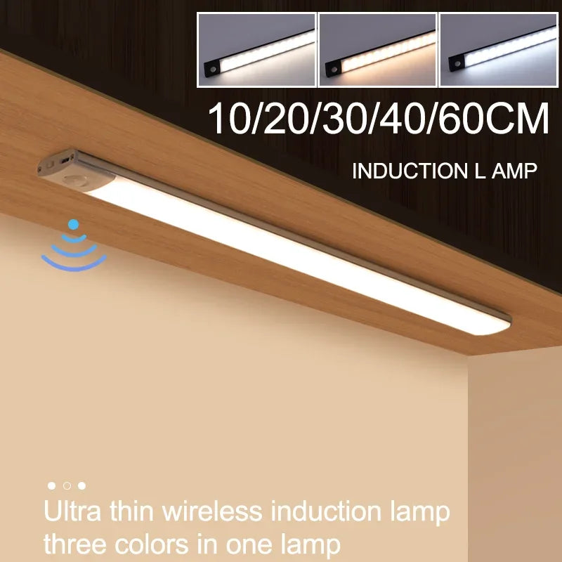 1pc Wireless Rechargeable LED Motion Sensor Cabinet Light - Ideal for Closet, Kitchen, Wardrobe, Stairs - Battery Operated N…
