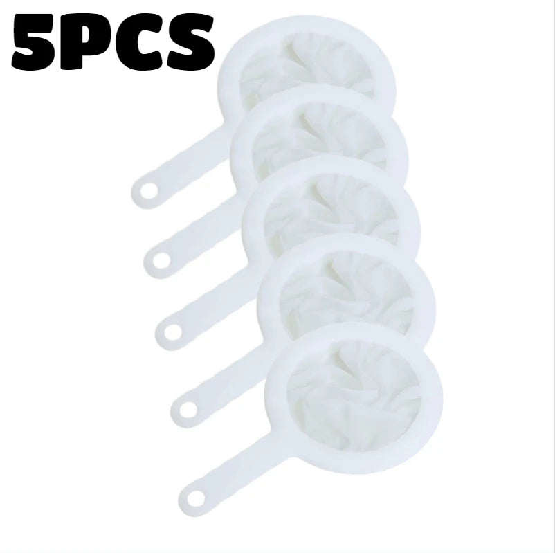 5pcs Soy Milk Wine Filter Bag Nylon Ultra-fine Filter Mesh Sieve for Soy Juice Coffee Milk Food Strainer Spoon Kitchen Colan…