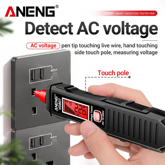 ANENG VD807 One-word Induction Portable 50/60Hz Smart Electric Pen Tester NCV Sensor AC 12-300V Non-contact Wire Detector To…