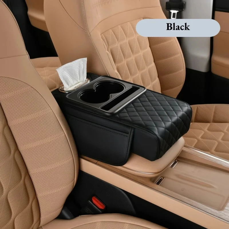 Auto Center Console Armrest Cushion With 2 Cup Holder Armrest Heightening Pad Auto Amrest Pillow Cover Pad for All Seasons -…