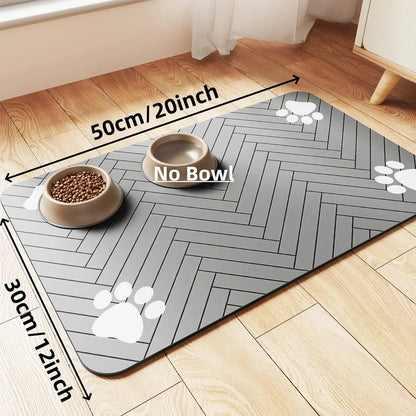 Pet Feeding Mat-Absorbent Pet Placemat Rubber Backing Quick Dry Water Mat for Dog Cat for Food and Water Bowl with Waterproo…