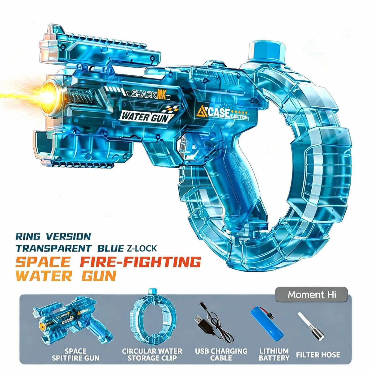 Simulated Firing and Recoil Electric Water Gun Toys Children Automatic Sensor Lights Water Pistol Summer Outdoor Beach Kids…