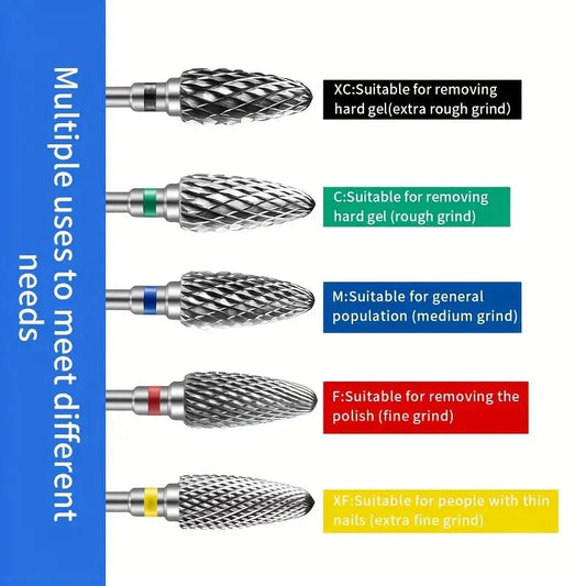 Tungsten Carbid Nail Drill Bits Electric Manicure Drill Accessory Milling Cutters for Nail Gel Polish Remover Nail Tools Efi…