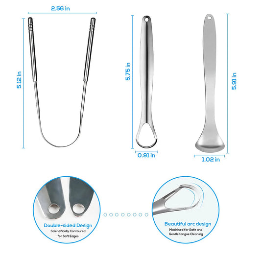 Premium 1pcs/3pcs Metal Tongue Scraper Cleaner for Adults & Kids, Portable Stainless Steel Tongue Scrapers Brushes for Remov…