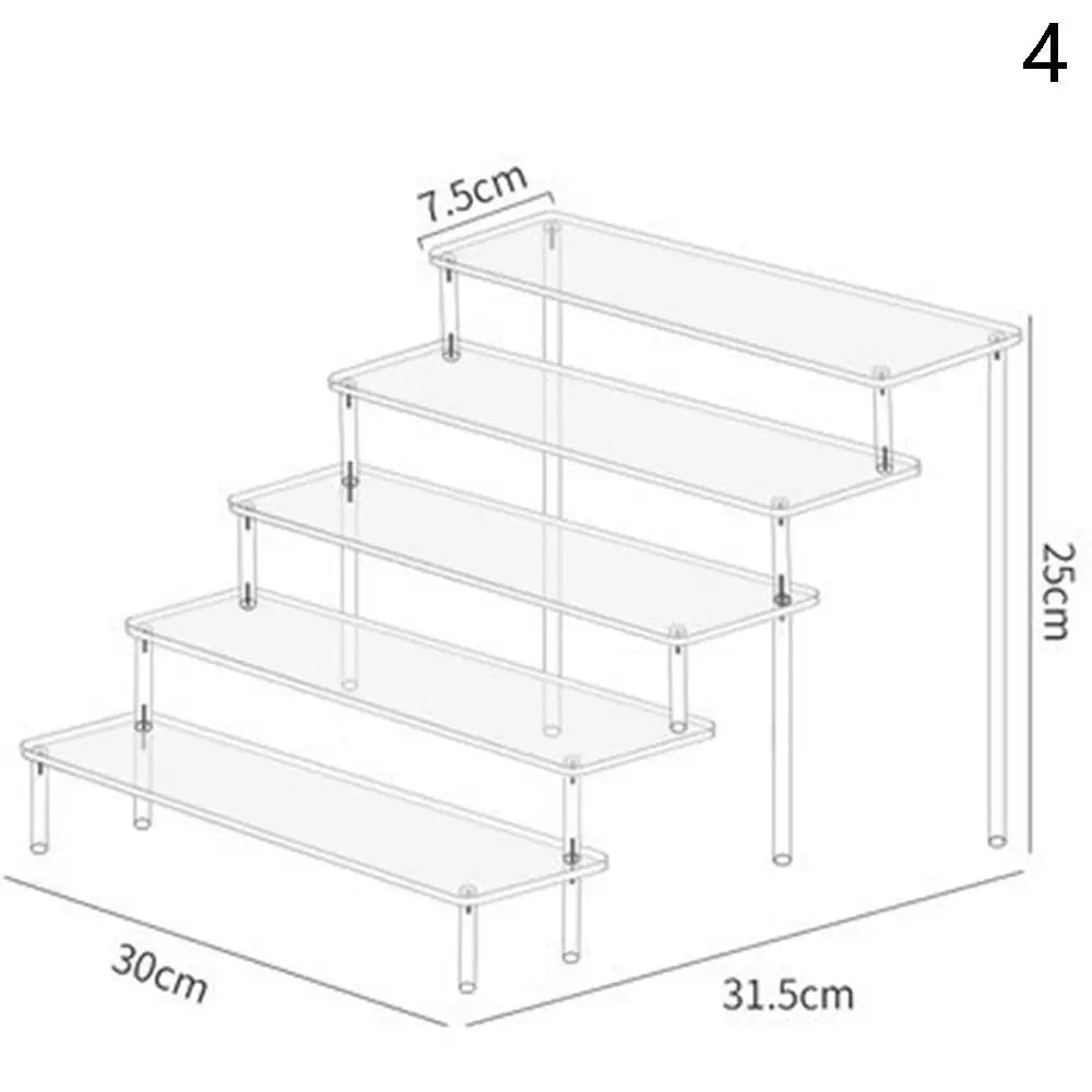 1-4 Tier Acrylic Display Stand Durable Display Rack For Cupcake Perfume Doll Transparent Trapezoidal Blind Box Storage Shelf…