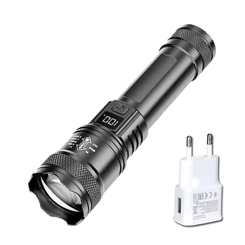 Mini LED Flashlight COB+XPE Portable Torch USB Charging Camping Lantern Zoomable Focus Light Tactical Flashlight with Pen Cl…