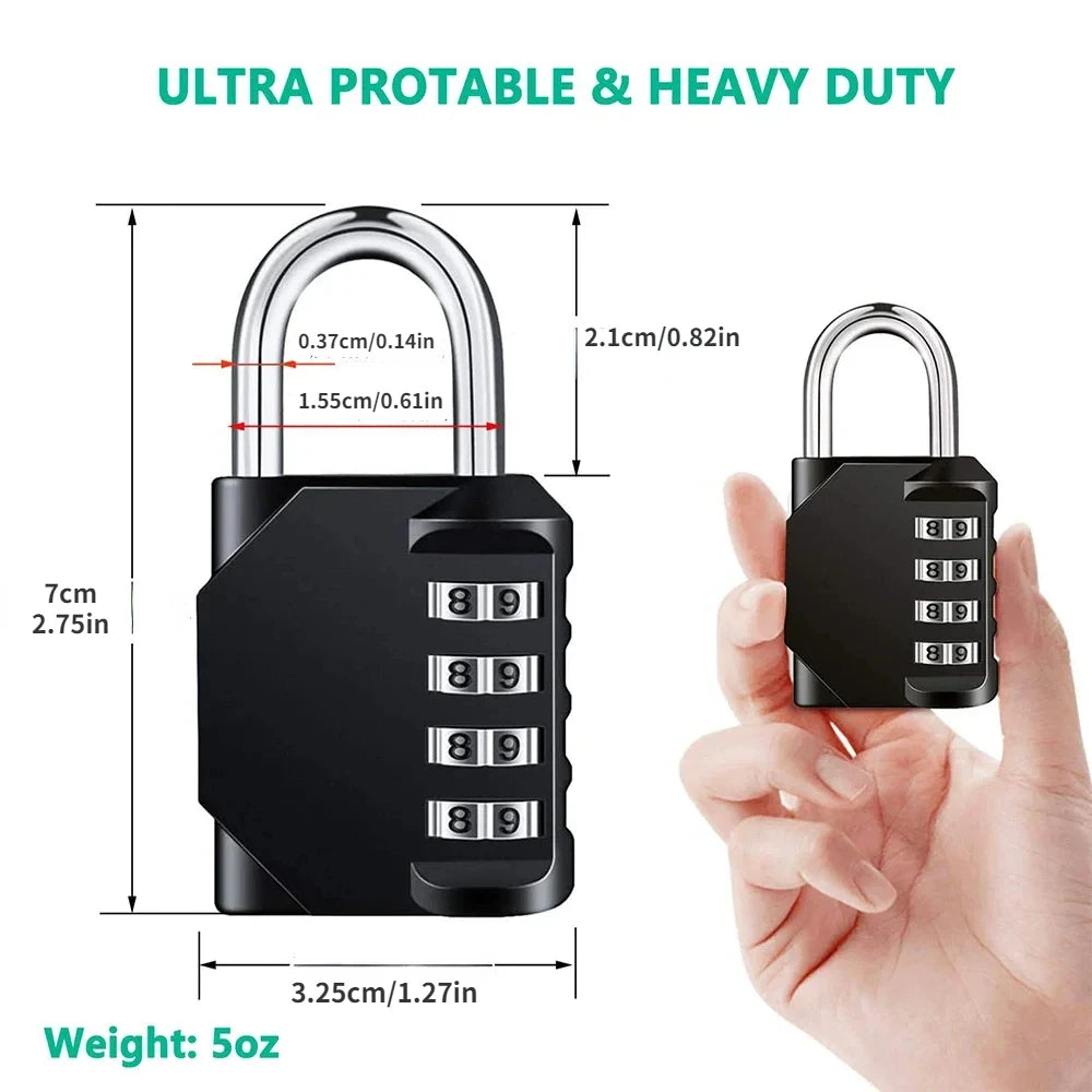1pc Combination Lock Resettable 4 Digit Padlock with Combination Waterproof and Heavy Duty Combination Padlock Outdoor - ima…