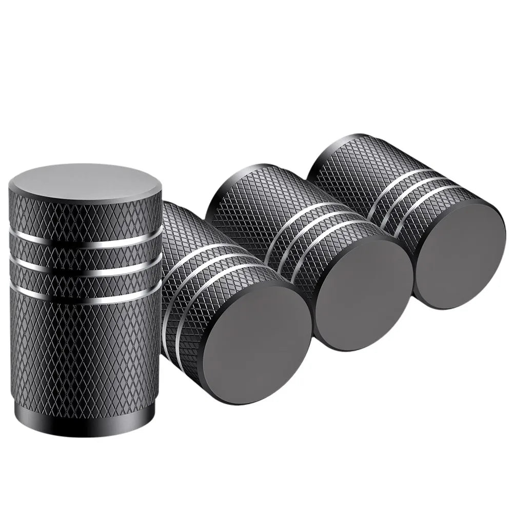 4Pcs Car Tire Valve Stems Cap Knurling Style Tire Valve Cap Aluminum Tire Wheel Stem Air Valve Cap car Universal accessories…