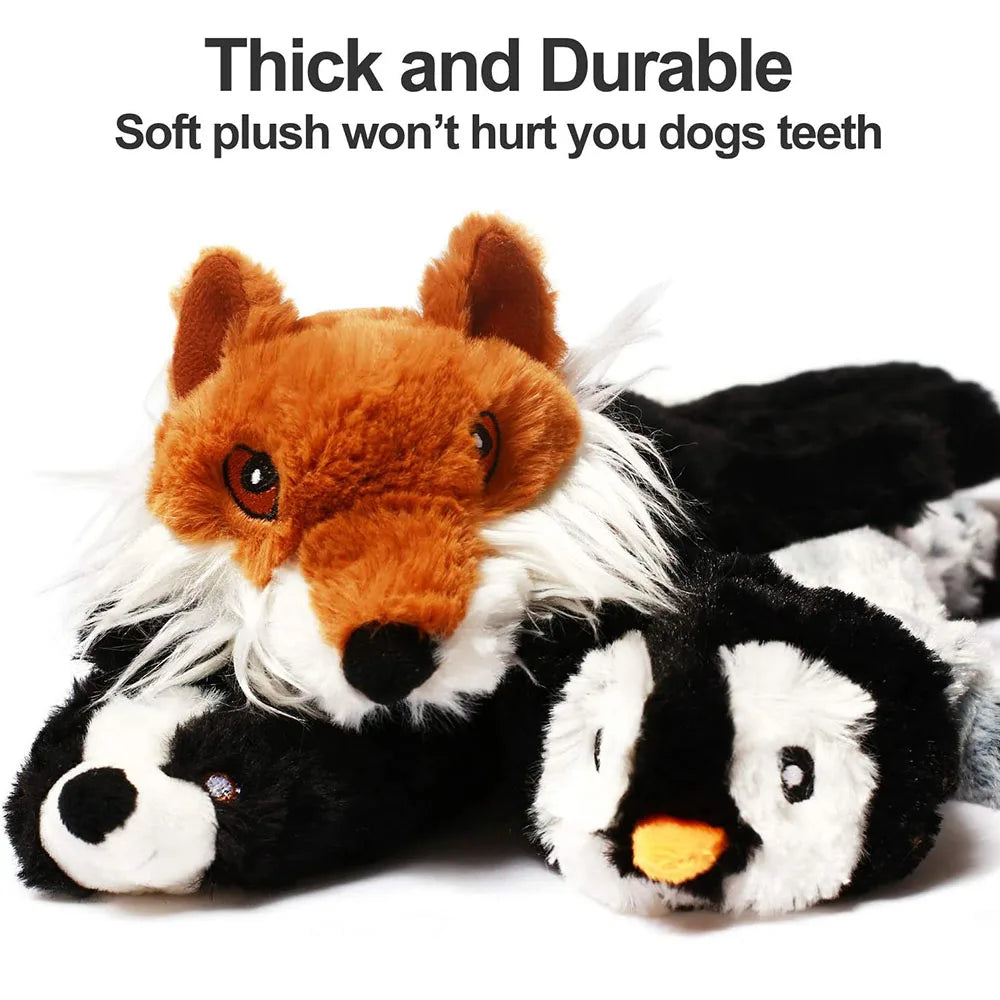 Funny Simulated Animal No Stuffing Dog Toy with Squeakers Durable Stuffingless Plush Squeaky Dog Chew Toy Crinkle Pet Squeak…