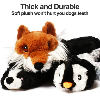 Funny Simulated Animal No Stuffing Dog Toy with Squeakers Durable Stuffingless Plush Squeaky Dog Chew Toy Crinkle Pet Squeak…