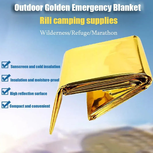 Emergency Thermal Poncho Blanket Lightweight Folding Water Resistant Windproof Sunshade Reusable First Aid Camping Mat Pad C…
