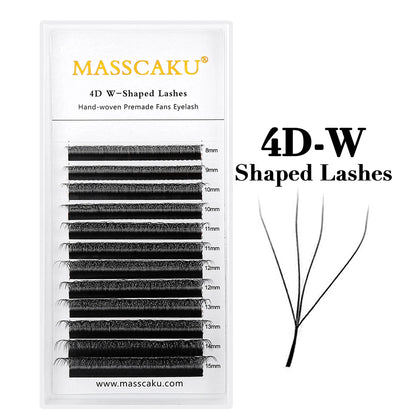 MASSCAKU 3D 4D 5D 6D 7D 8D 10D W Shaped Eyelash Natural Soft Lightweight Individual W Style Premade Fans Eyelashes Extension…