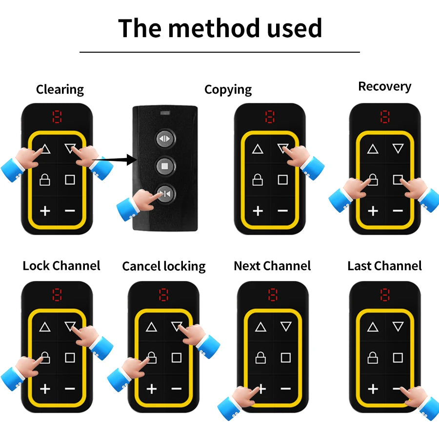 Universal Garage Remote Control Gate Key Duplicator Clone Multi-frequency Garage Door Controller 8 Channels 300-915Mhz 433Mh…