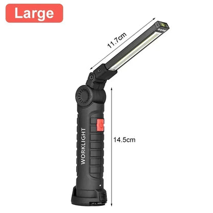 Portable COB LED Work Light USB Rechargeable LED Flashlight Inspection Lamp With Magnetic Hook Power Bank 18650 Battery Torc…