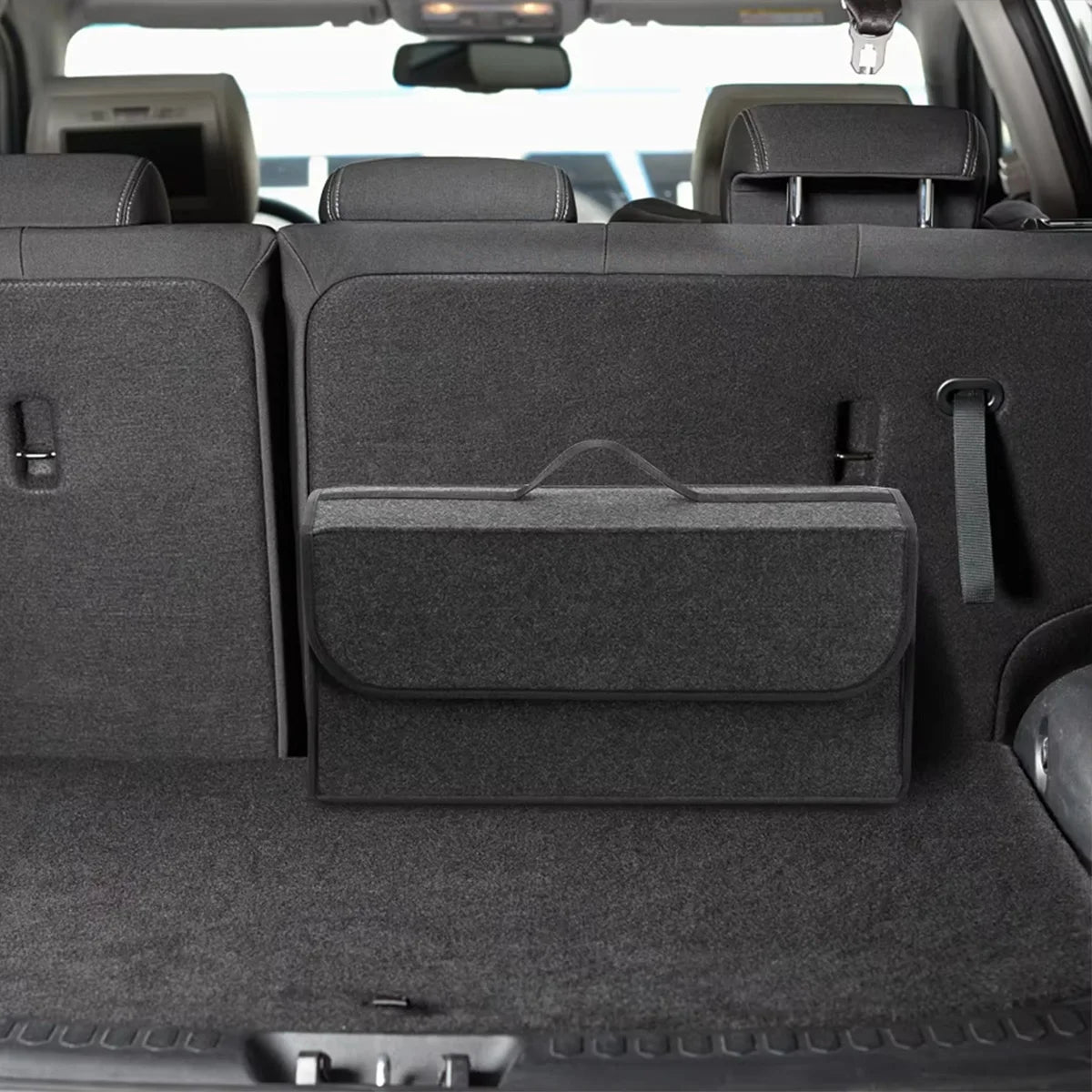 1PC Dark Gray Car Felt Storage Box Car Storage Bag Enlarged and Thickened Soft Felt Storage Box Household Storage Box - imag…