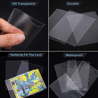 100 Pcs Transparent Playing Card Cover Clear Protector Sleeve Holder For Pokemon Board Game ID Trading Folder Photo Pouch Ki…