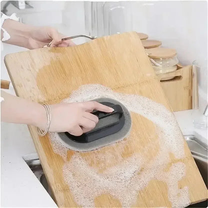 1 Pcs Sponge Brush With Handle Magic Power For Cleaning Pots And Bowls Dirt Removal And Rust removal Brush - image 4