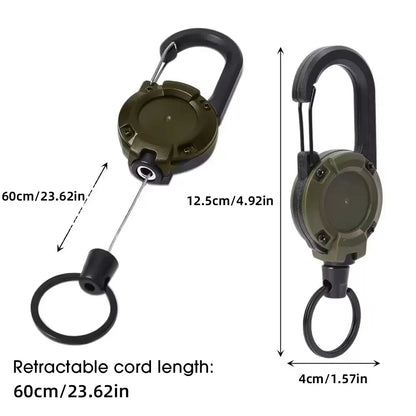 Retractable Heavy Duty Pull Reel Carabiner Strong Steel Wire Rope Buckle Spring Key Ring Outdoor Sporty attachment Keychain…