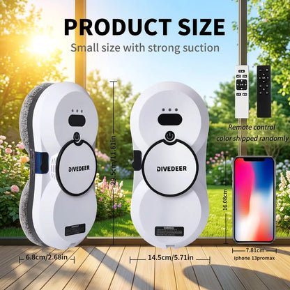 DIVEDEER Home intelligent cleaning robot with automatic water spraying function, anti drop magnetic glass cleaning machine -…