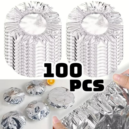 10/100pcs Aluminum Foil Cover Heat-Resistant Insulation Lid for Bowls Plates Keep Food Warm Fresh Kitchen Food Grade Cling W…