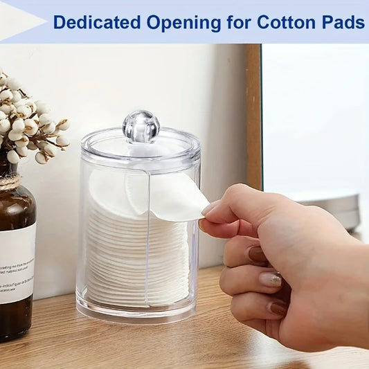 1/2 Pcs Makeup Organizer Round Clear Acrylic Makeup Organizer Makeup Cotton Pad Swab Holder Cotton Pad Organizer Box Makeup…