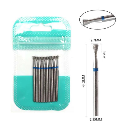 10pcs Diamond Milling Cutter Nail Drill Bits Set For Manicure Accessory Pedicure Eletric Machine Nail Bit Brush Burr Tools -…