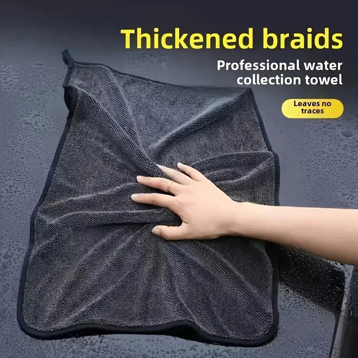 Dark gray car microfiber towel, oversized strong absorbent car wash cloth, high-efficiency cleaning wipe cloth - image 4