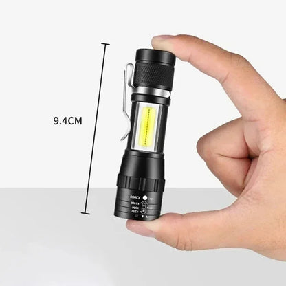 Portable Rechargeable LED Flashlight with Pen Clip Zoomable Waterproof Torch with Side Light Outdoor Camping Emergency Lante…