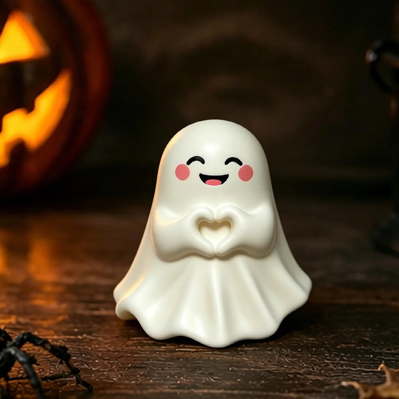 Cute Middle Finger Ghost Statue, Small Halloween Decor for Home, Centerpiece for Coffee Table, Adorable Horror Figure - imag…