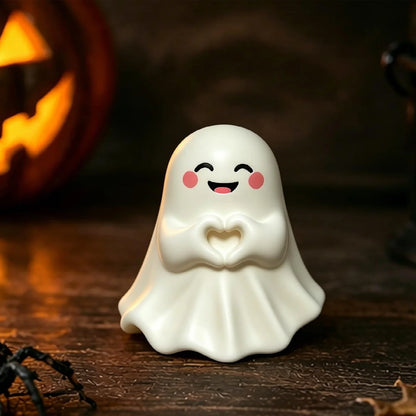 Cute Middle Finger Ghost Statue, Small Halloween Decor for Home, Centerpiece for Coffee Table, Adorable Horror Figure - imag…