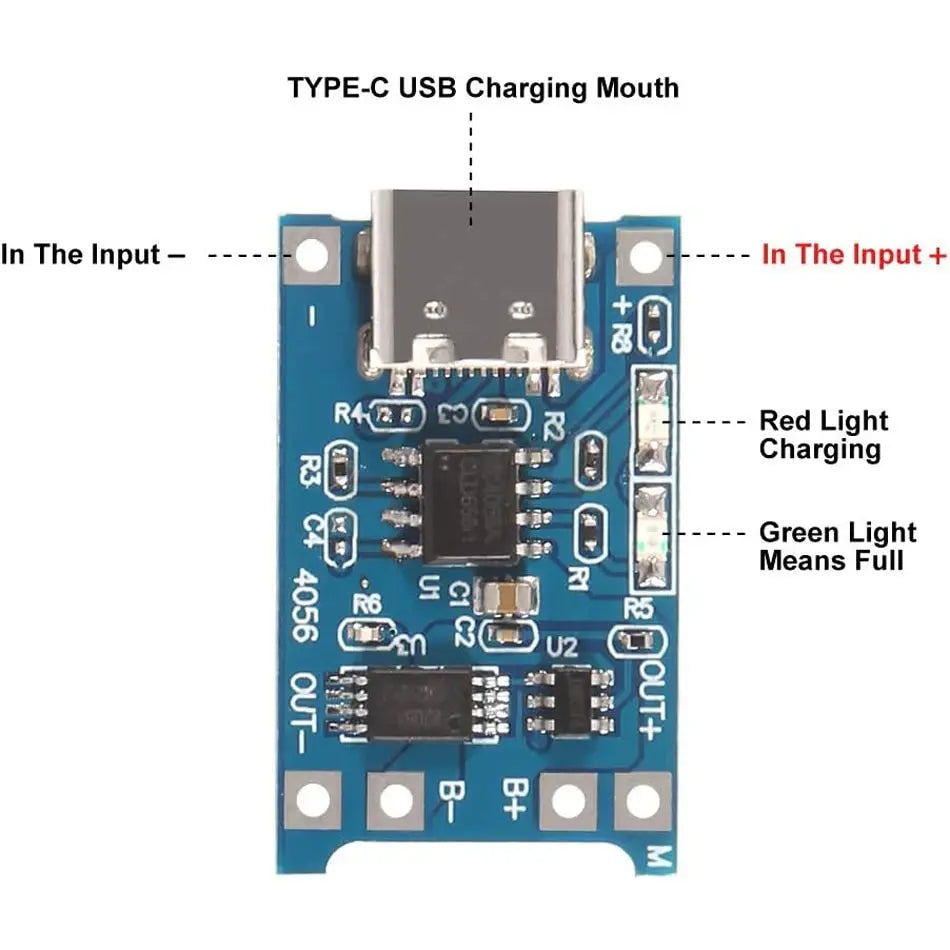 10pcs 5V 1A 18650 Lithium Battery Charging Board TP4056 Lithium Charging Mini/Micro USB Type C Charge Module With Protect -…